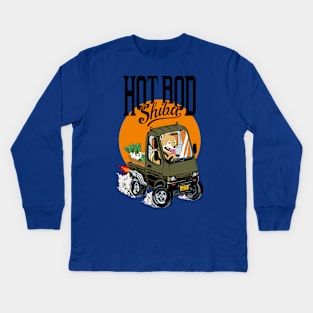 Hot rod Shiba (military khaki) Kids Long Sleeve T-Shirt